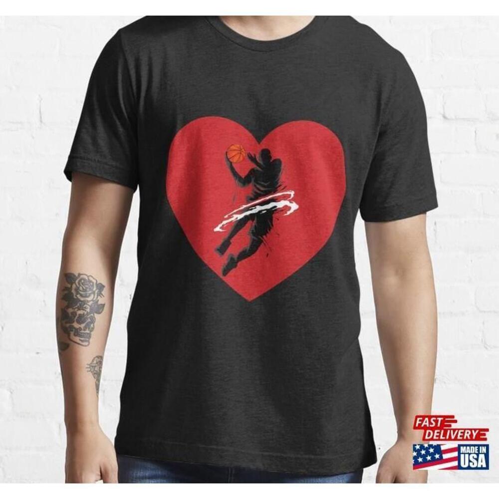 Valentines Day Heart Dunking Basketball Tee Boys Girls Kids Tshirt
